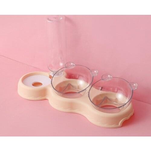 Pet Dogs Cats Double Bowls Food Water Feeder Container Dispenser For Dogs Cats Drinking High Quality Pet Products YS0001