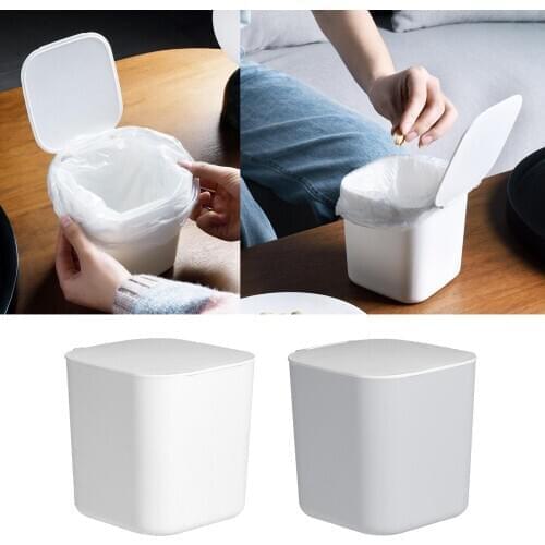 4L Plastic Garbage Recycling Bin Trash Can with Lid for Kitchen Office