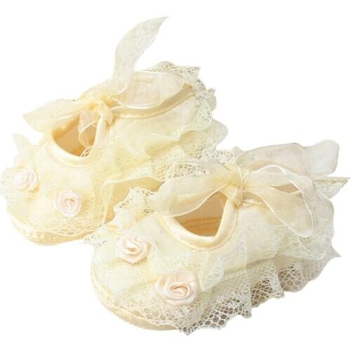Princess Party Lace Floral Soft Sole Crib Shoes Newborn Baby Girl Shoes Anti-slip Sneaker Prewalker Toddler Kid 0-12M