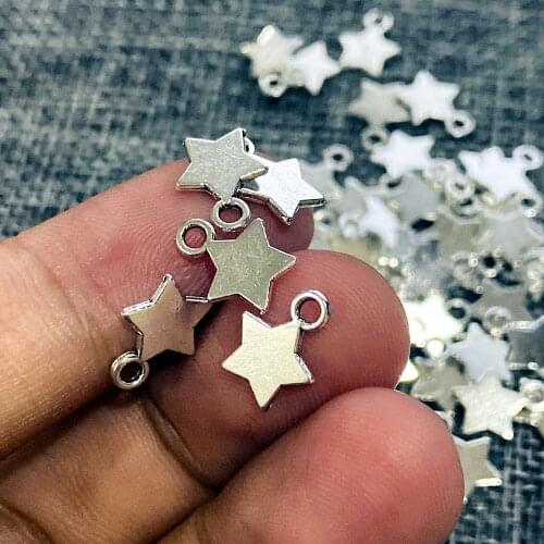 100pcs 10x8mm Pentagram Star Shape Charms Antiuqe Silver Color Aesthetics Accessories Pendants Making DIY Handmade Jewelry