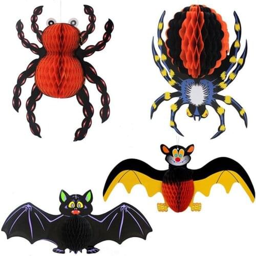 Hanging Halloween Toy Ghost Spider Pumpkin Ornaments Pendant for Halloween Party Ghost House Wall-mount Decor