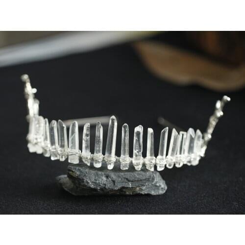 Witch raw crystal headband hair comb antler branch bride Crystal crown party moon hair accessories princess girl wedding gift