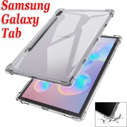 Shockproof Cover for Samsung Galaxy Tab-S7+ A7 Lite T220 Case Tab S6 Lite T610 Tab-S7 FE T505 T970 T830 TPU Silicon Transparent