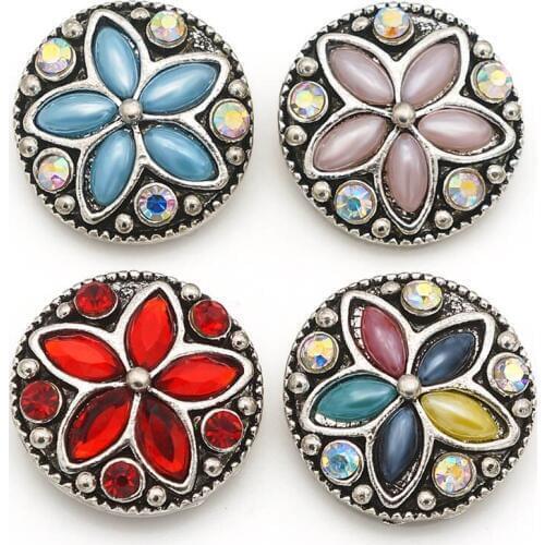 Fashion beauty Rhinestone round stone flowers 20MM metal snap buttons fit DIY 18mm snap jewelry wholesale KZ3296