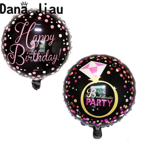 18inch size black happy birthday foil balloon wed decors Diamond ring party decoration 25 years old make up crown ball supplier