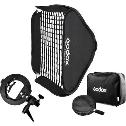 Godox 50*50cm / 40*40cm S Type Bracket Flash Honeycomb Grid Softbox Bowens Mount Speedlite Adapter 16" / 20" Soft Box Kit
