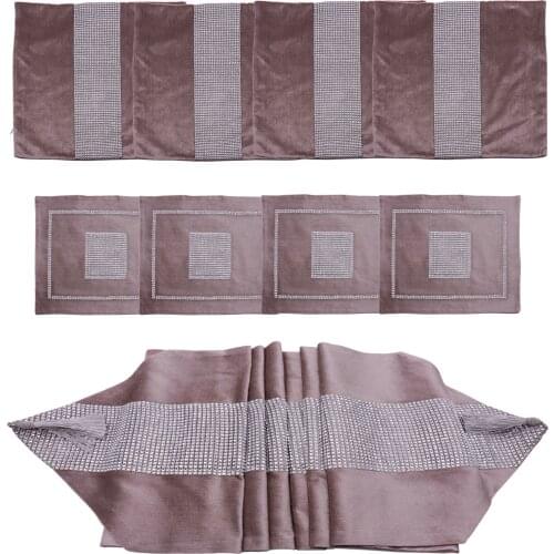 Champagne Modern Fashion Table Runner Flannel Diamond Napkin Cushion Cover For Wedding Party Banquet Home Decoration Supplies