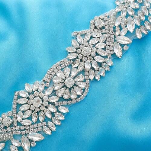 Sticker Fashion Crystal Pearl Costume Accessories Handmade Applique Silver Rhinestone Bride Wholesale S142