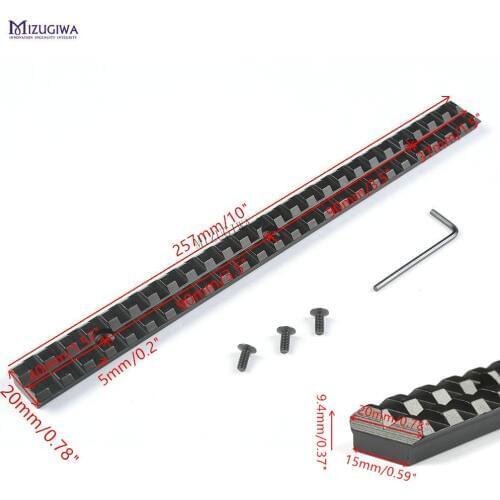 MIZUGIWA Tactical Scope Mount Picatinny Rail Weaver 20mm Adapter 25 Slots 257mm Gun Sight Base Rifle Airsoft Hunting Caza