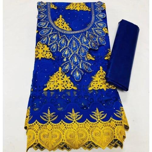 2.5+2.5 Yards Bazin Riche Original And Lace For Sewing Guipure Nigerian Embroidered Tulle Fabric Top Quality Wedding Material