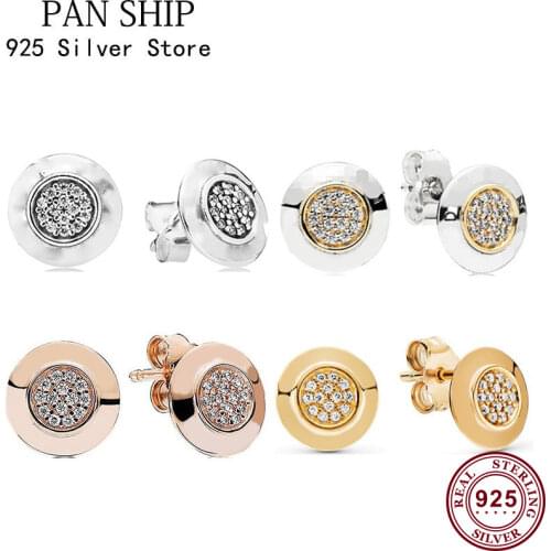 Original 925 серьги Silver Pan Earrings Fashionable Round Pan Earrings For Women Wedding Gift Fashion Jewelry
