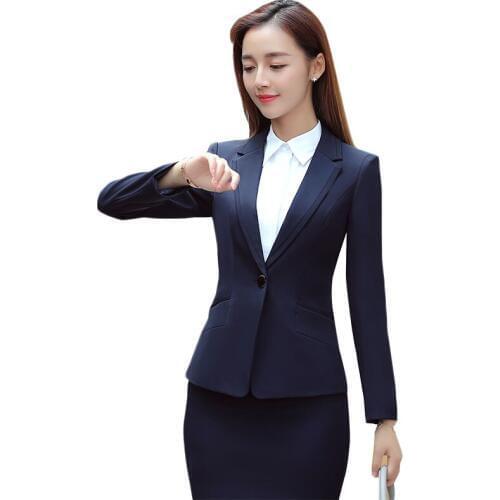 Set womens three-piece suit 2019 spring and autumn new simple Slim professional wear solid color wild temperament clothes