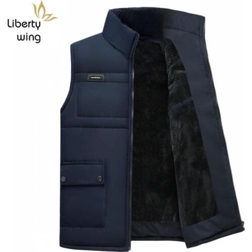 Winter Mens Fleece Lining Sleeveless Jacket Casual Outwear Vest Coat Slim Fit Thick Warm Waistcoat Gilet Homme Solid Color 4XL