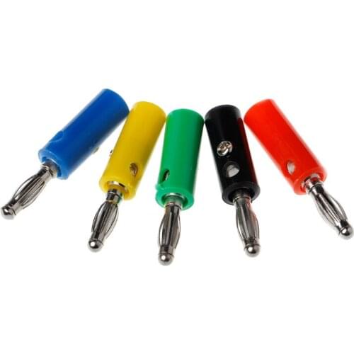 10 Pcs 5 Colors Wire Speaker Cable Banana Plug Connectors 4mm Adapter