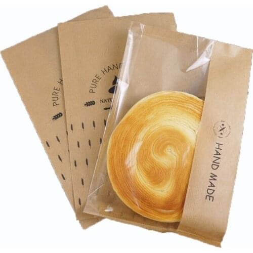 16*24cm 20pcs Western Style Various Record Bread Kraft Paper Bag Handmade Bread Window-Open Bag Bakery Packaging Bag