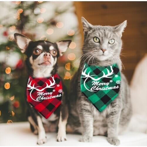 2PCS Pet Cute Bandana Creative Cloth Dog Scarf Dog Triangle Bib for Christmas Party Summer Pet Dog Grooming Accessories