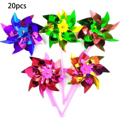 20 Pcs Lawn Pinwheels, Party Pinwheels Windmill Rainbow Pinwheel DIY Pinwheels Set for Kids Toy Garden Lawn Decor Random Color