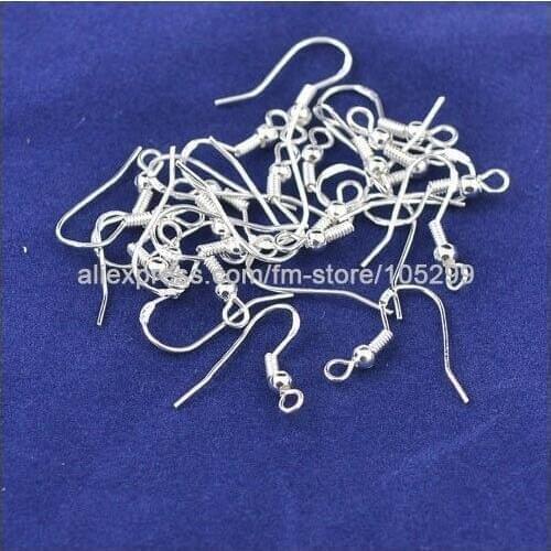 200PCS 18MM Making DIY jewelry findings silver hook earrings 925 Sterling Silver French Ball hooks earrings