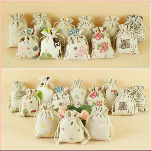 200pcs/lot) four size availalbe linen jute cotton fabric accessories gift bag wholesale
