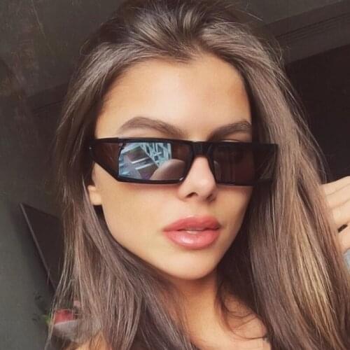 2021 Vintage Rectangle Sunglasses Women Small Frame Mirror Sun Glasses Silver Black Lens Men One Piece Punk Eyeglasses TYJ-31