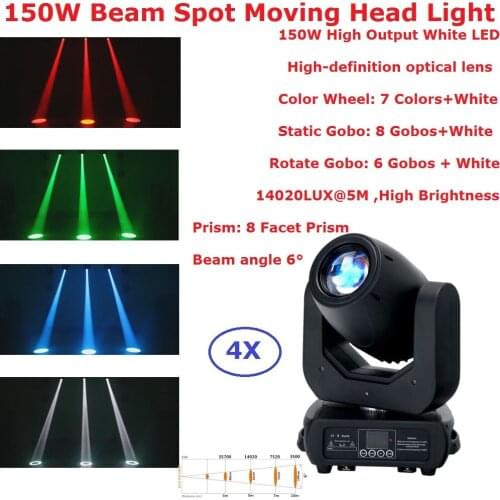 4XLot 150W LED Moving Head Spot Stage Lighting 16/14/12/10 CHS High Brightness 150W 8 Facet Prism LED Disco Lights New Design