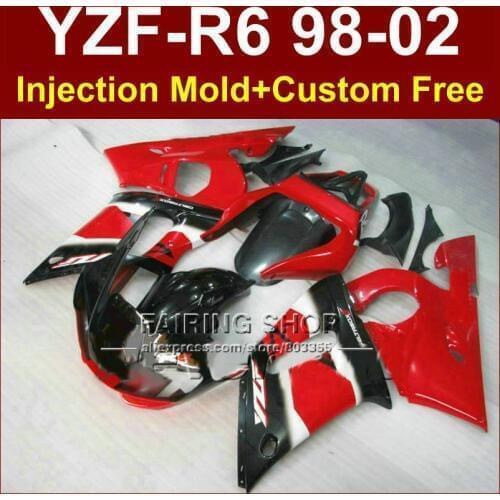 65D6 Red black good fairing set for YAMAHA YZF R6 98-02 YZF R6 fairing kit 1998 1999 2000 2001 2002 fairings parts OD7E