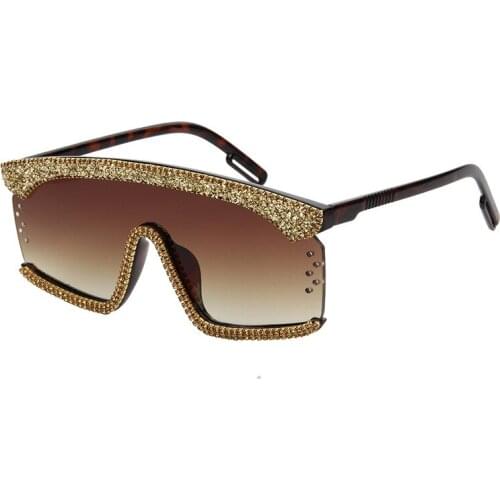 Glitter Luxury Big Frame Oversized Square Bling Diamond Trendy Sunglasses 2020 Women