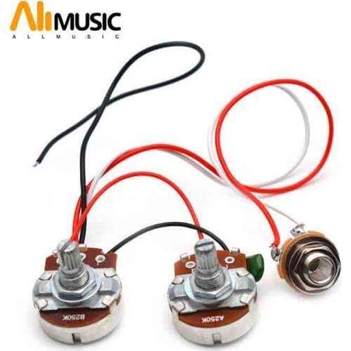 PB Bass Wiring Harness Prewired Kit for Precision Bass Guitar 250K Big Pots 1 Volume 1 Tone Jack