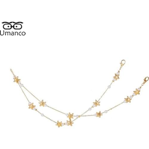 Sunglasses Chain for Women Flower Star Beads Crystal Pendant Mask Glasses Chains Anti-Drop Lanyard Necklace Eyeglasses Jewelry