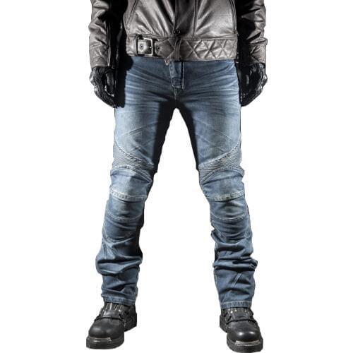 Motocross MTB Bike Off-road Jeans Motorcycle Mountain Bicycle Riding Pants Touring Cowboy Trousers With Protector