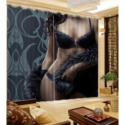 European sexy woman Curtains Modern 3D Curtain Living room Bedroom Hooks Polyester Window Curtain