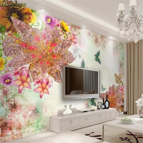 Beibehang Custom photo wall murals wall stickers 3d luxury jewelry flowers European TV backdrop wall papel de parede