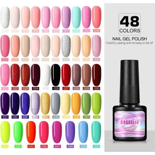 COSCELIA 7ML Gel Nail Polish Semi-Permanent Varnish Soak off UV LED Lamp Top Base Coat All For Manicure Nail Art Designed Tools