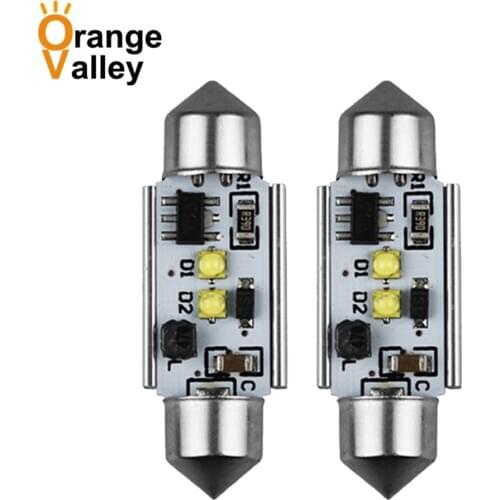 2pcs Festoon Canbus 36mm 39mm 41mm C5W 1 LED High Power Car Interior Reading Lamps Constant Current No Electrode DC 12V 24V