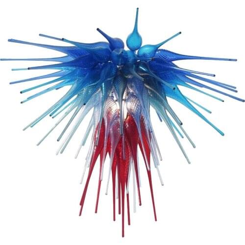 Hand Blown Glass Crystal Chandelier LED Pendant Lamp Blue Red Color Indoor Lighting Modern Living Room Decoration 80 by 60 CM