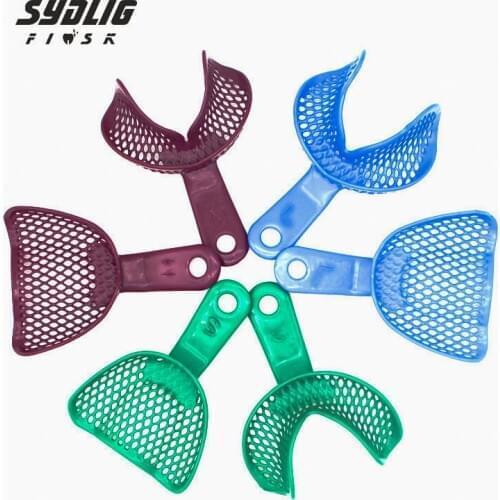 2pc Dental tray Toothless Dental Impression Trays Mesh shape Teeth Holder Metal Materials Plastic Oral Tools teeth dentures Tool