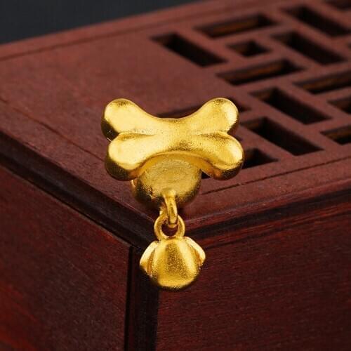 Dog bones shapoe charms Quality 24K gold metal 4mm hole pendants diy jewelry making accessories charm necklaces bracelets gifts