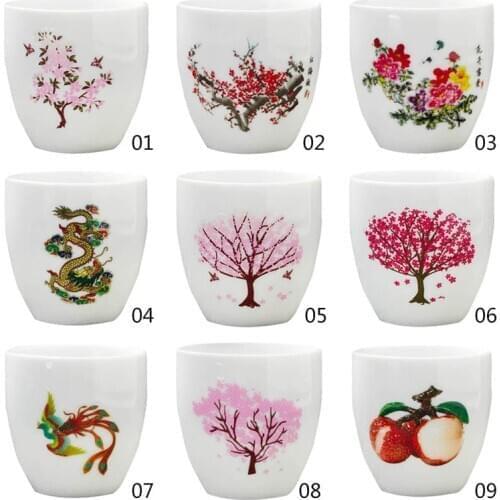 Creative Ceramic Cup Sakura Teacup Hot Cold Temperature Discoloration Color Changing Tea Cup Flower Ceramic Tea Set Tableware