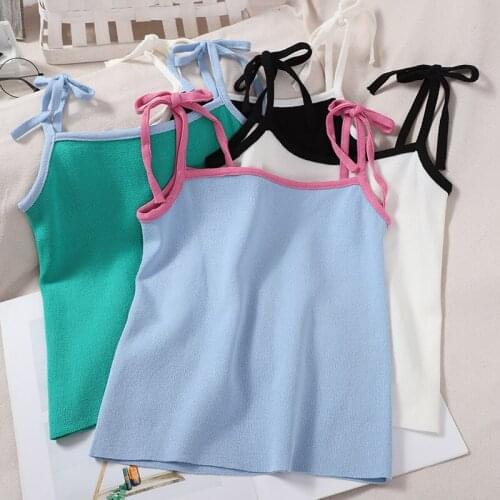 HELIAR Women Patchwork Cami Tops Knitted Straps Casual Ribbed Night Club Sleeveless Cute Crop Top For Women Summer