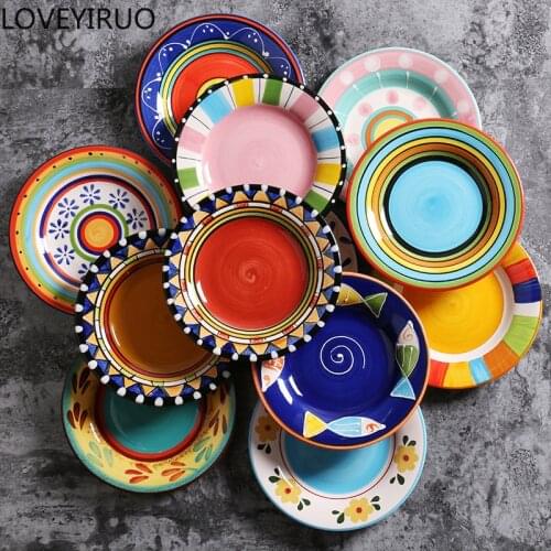 LOVEYIRUO European-style ceramic tableware dish set holiday gift home hotel supplies western food plate pasta vegetable plate