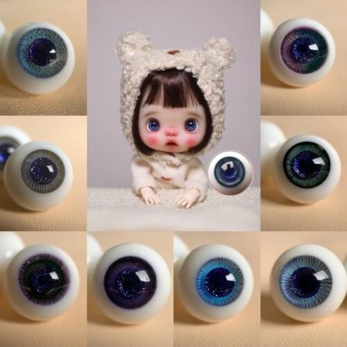 OB11 doll simulation eye 1/12 size 8mm 10mm glass eye black pearl multi-color gradient eye purple yellow and other colors