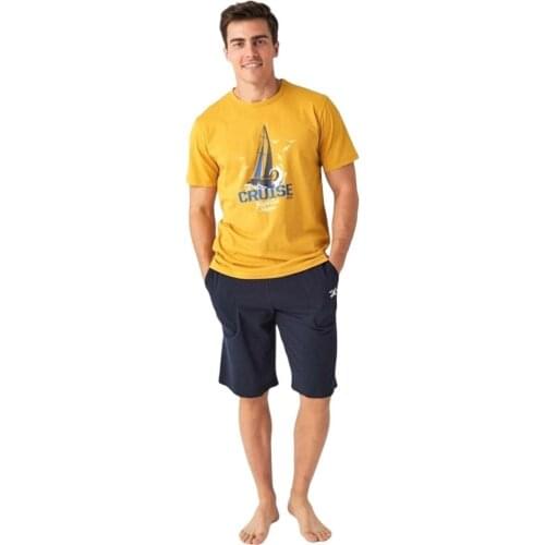 Mode Collection Printed Short-Sleeved Mens Short Set