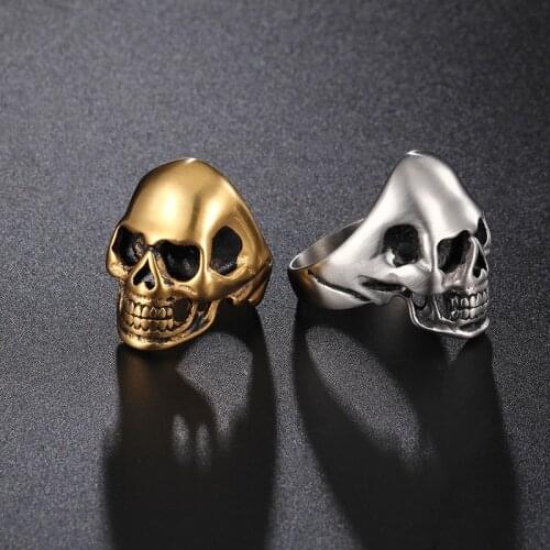 Europe and the United States fashion titanium steel jewelry frosted face boys skull ring
