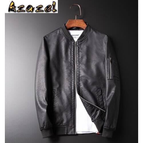 Korean Brand 2020 Autumn Winter New Coat Men Baseball Collar Motorcycle Leather Jacket Youth Casual PU Black male Punk Outerwear