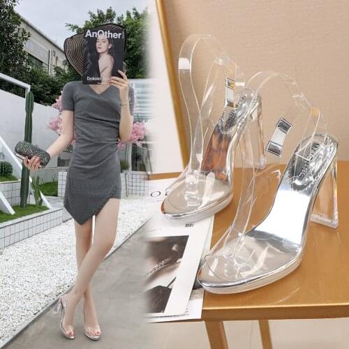 11CM Crystal bottom stripper heels Models Party High heels Pole dance shoes Stage Show Nightclub Rransparent Elegant Concise