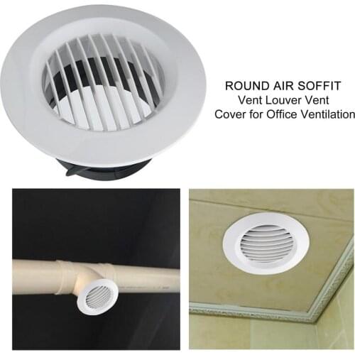 Round Air Vent ABS Louver Grille Cover White Soffit Vent With Built-in Fly Screen Mesh For Bathroom Office Kitchen Ventilation