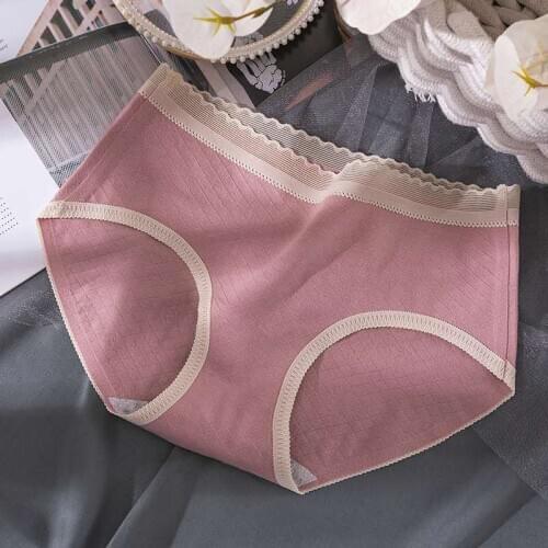 New Breathable Underpants Cute Lace Cotton Women Panties Mid Rise Soft Lingerie Sexy Briefs for Girls