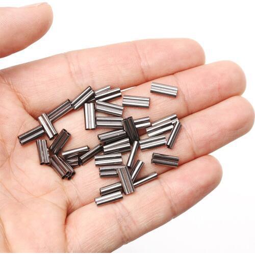 100Pcs Fishing Wire Tube Brass Fishing Single Double Barrel Crimping Sleeves Tackle Connector High Strength Fishing Accessories