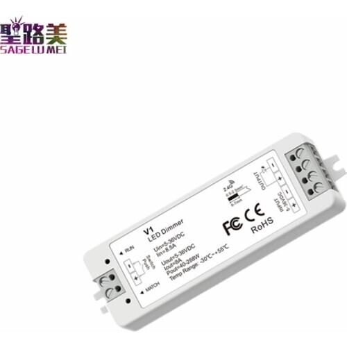 2.4G single color RF Push Dim Dimming led Controller DC5V 12V 24V 36V 1CH*8A dimmer V1 receiver for single color led light tape