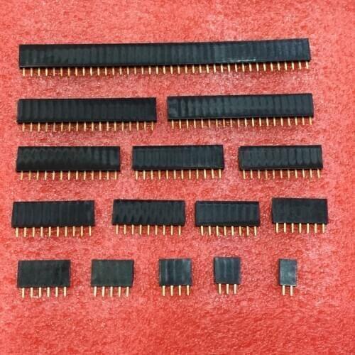 Single row female 2.54mm Pitch PCB Female Pin Header Connector Straight Single Row 2/3/4/5/6/7/8/9/10/11/12/13/14/15/16/20/40Pin